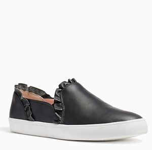 Kate Spade Lilly Black Leather Ruffle Sneakers